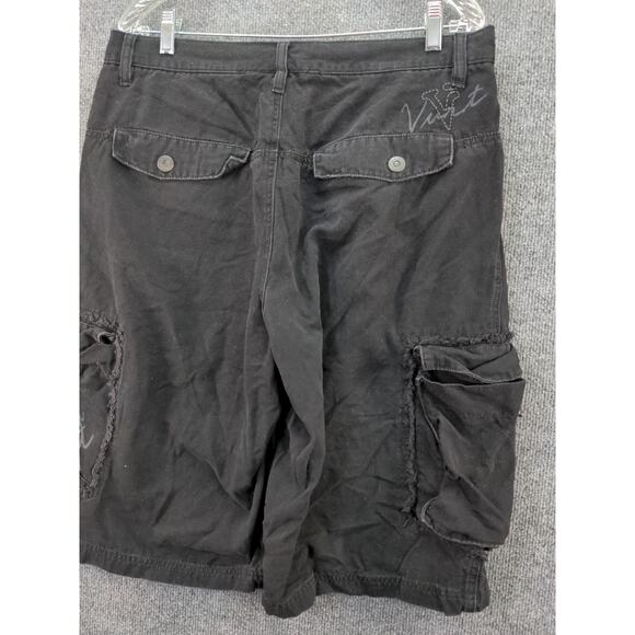Mens Vurt Cargo Shorts Size 34 Black Pockets 100% Cotton Logo - Picture 6 of 9